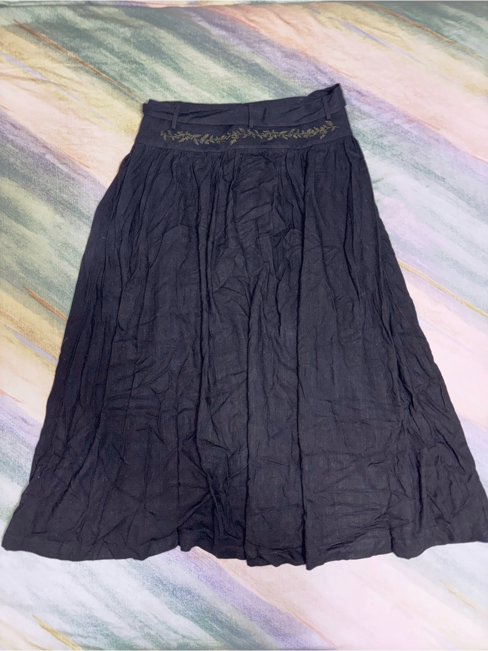 NWT Disturbia Abellona Embroidered Tie Waist Midaxi Skirt black Size 10 - Picture 6 of 6